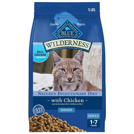 Blue Buffalo Wilderness - Croquettes Sans Céréales pour Chat Adulte d’Intérieur - Poulet – 5 lb (2,26 kg)